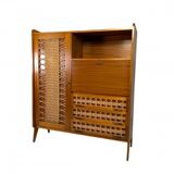 Vintage buffet, rattan and wood secretary from the 1960s.