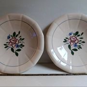 Round hollow plate, old pink model Graziella, Digoin Sarreguemines 1930.