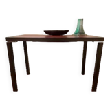 Wenge console desk / red leather top and drawer