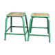 Pair of industrial stools, wood and metal