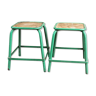 Pair of industrial stools, wood and metal