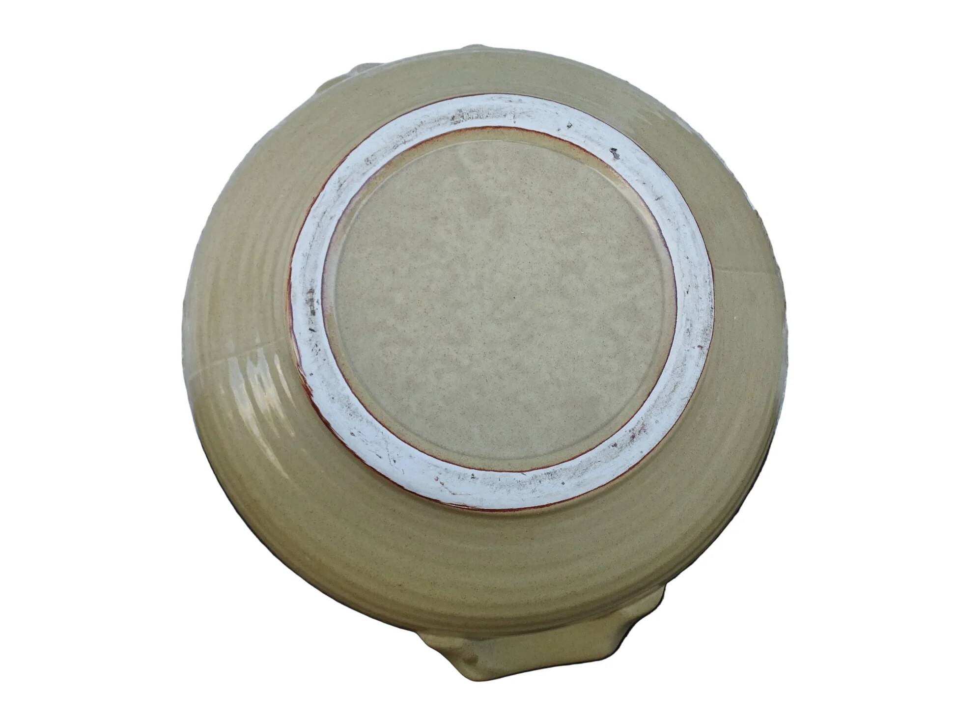 Soupière vintage française en céramique à glaçure jaune