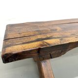 Table Brutaliste en Chêne Massif, Art Populaire (Vers 1900)