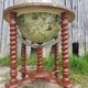 Former Bar Mappemonde Structure Wood Torsadé - Globe Metal Turning Vintage