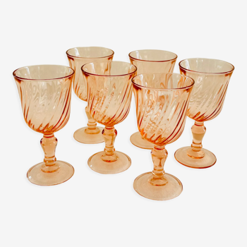 Set of 6 luminarc pink wine glasses