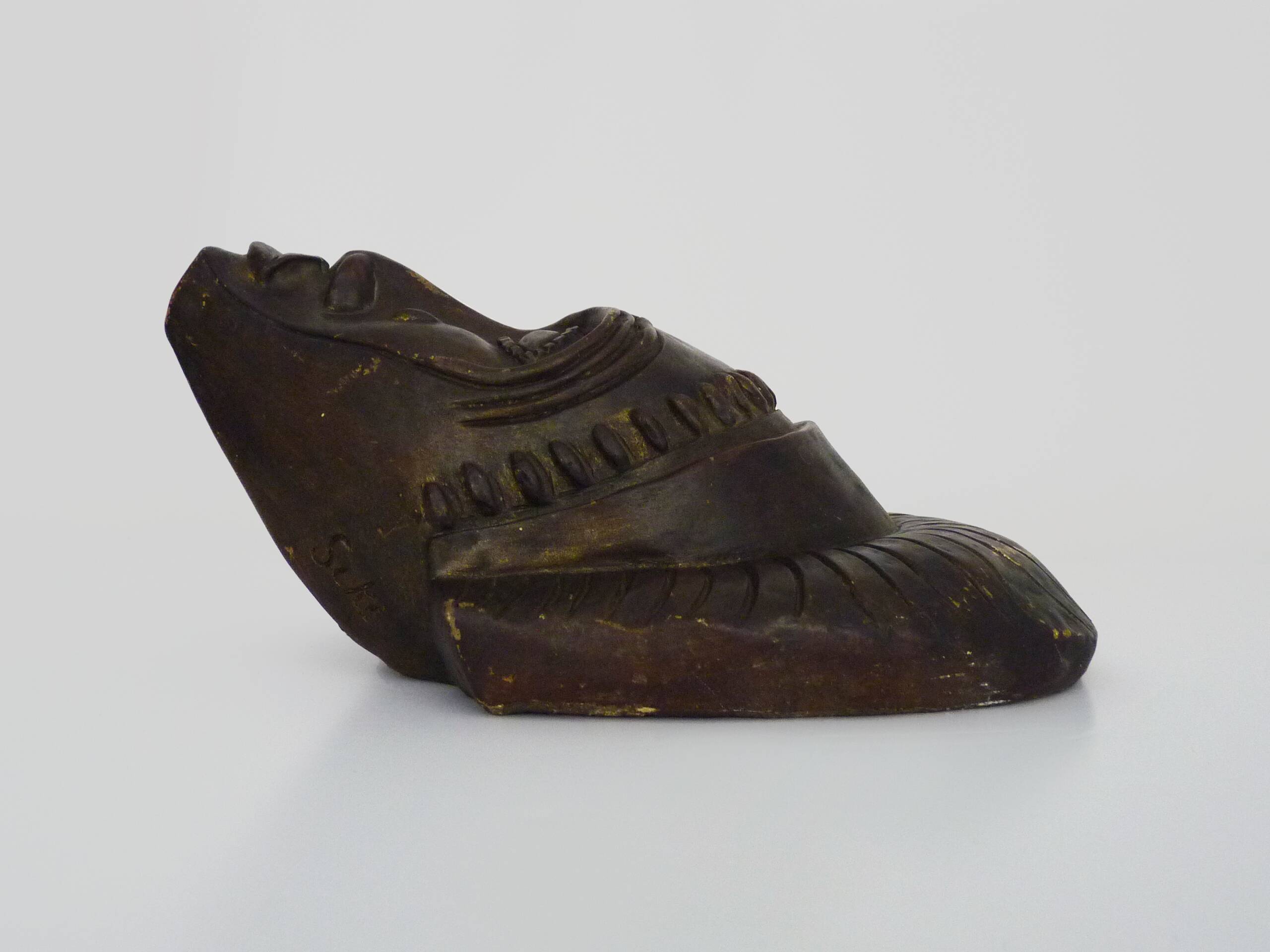 African style terracotta mask signed Siki