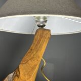 French midcentury brutalist olive wood table lamp, 1950s