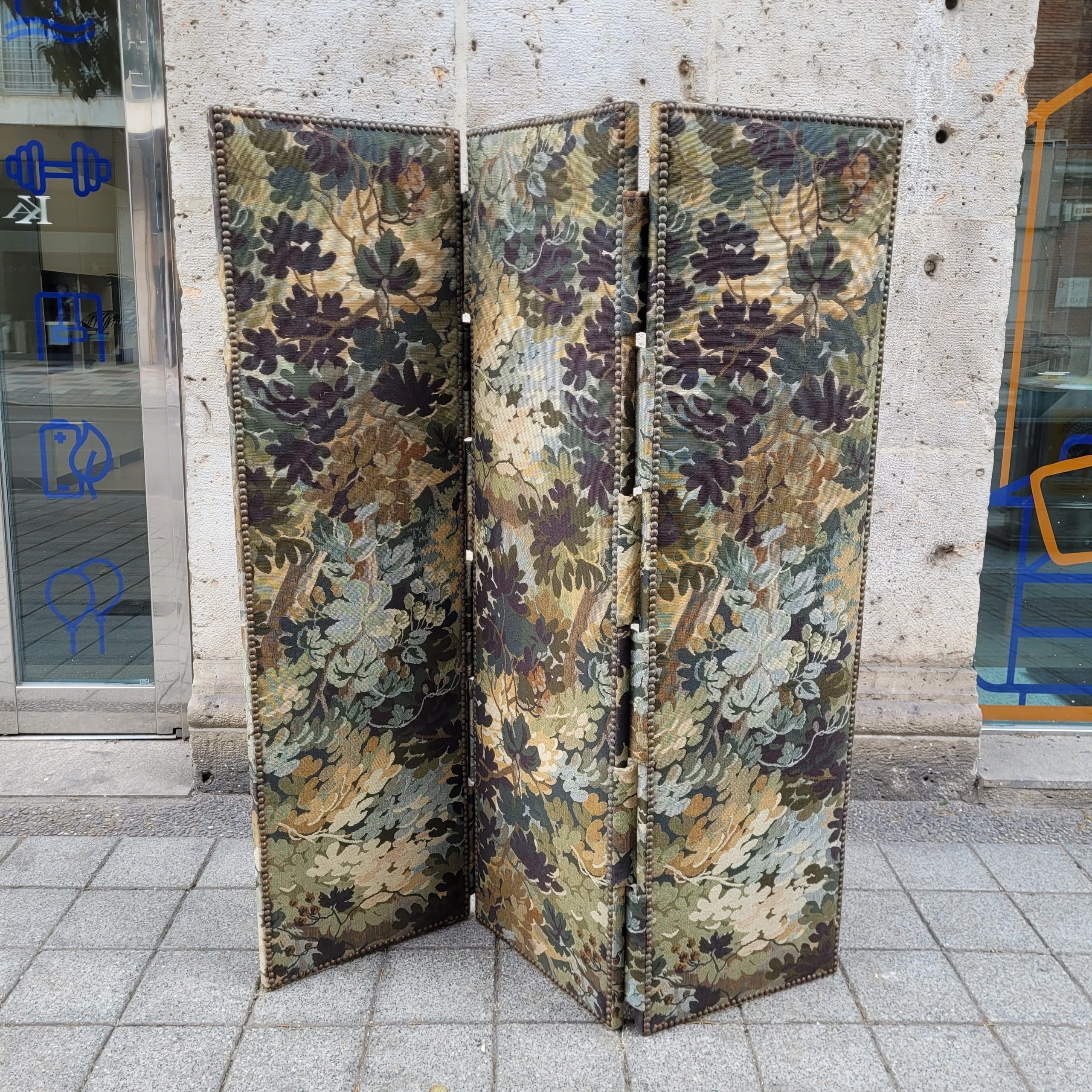 Three-panel screen, upholstered in Verdure style, 1950s – France