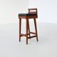Erik Buck set of three bar stools in teak and leather Dyrlund Denmark 1960