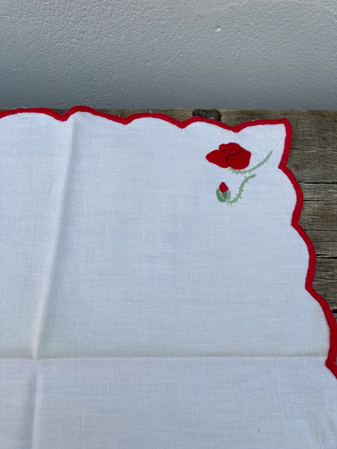 12 antique hand-embroidered linen napkins