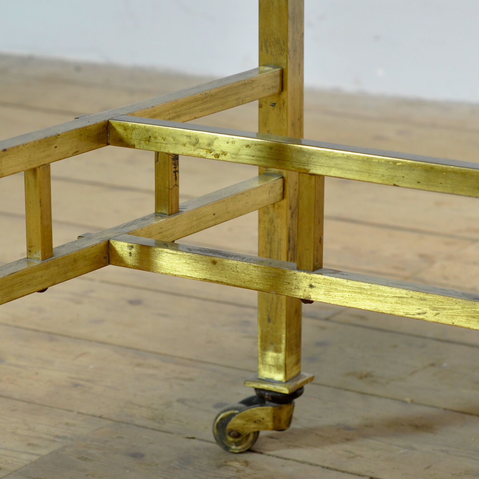 Small brass table with marble top, circa 1910