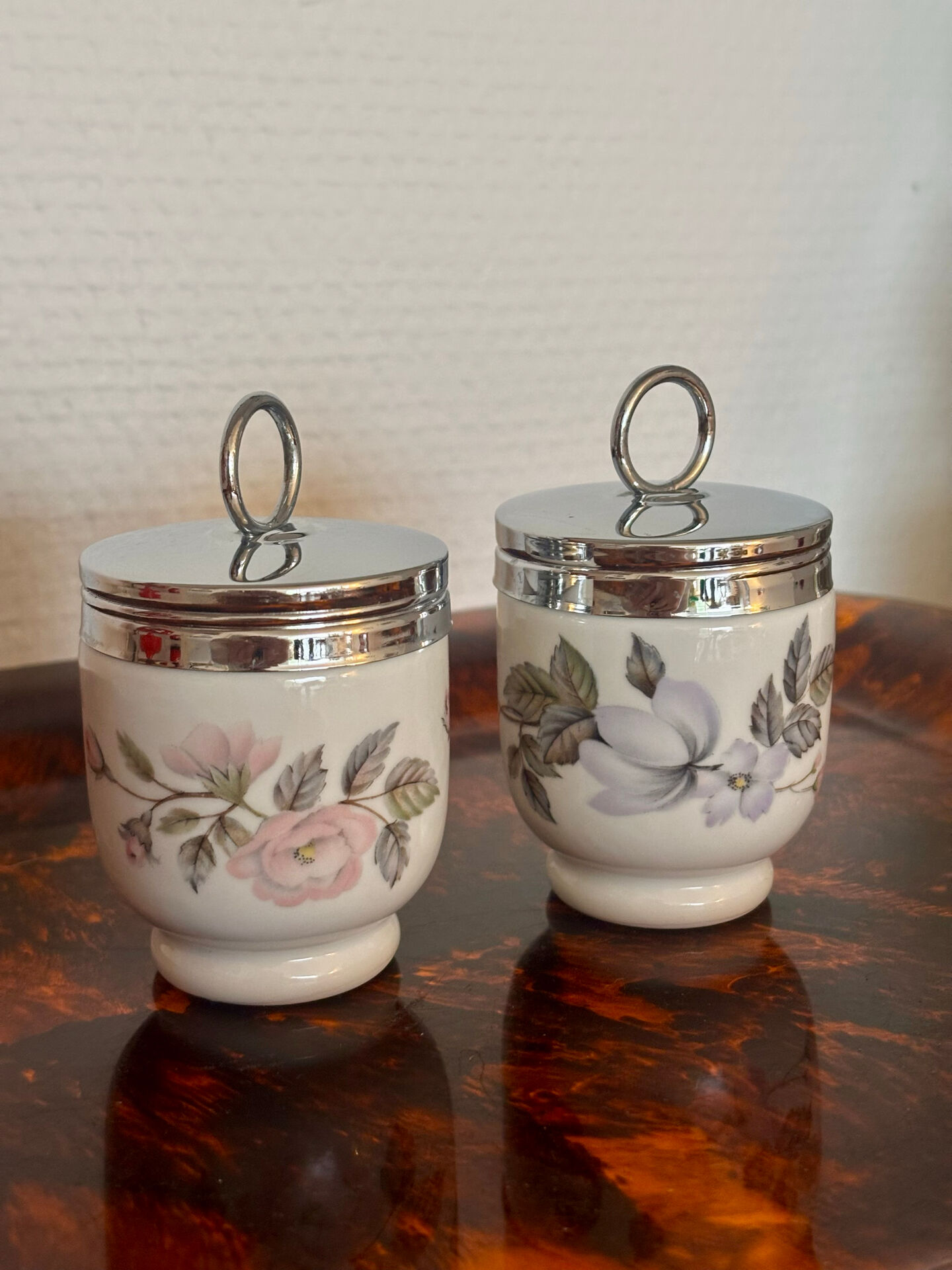 Set of two egg coddlers porcelain Royal Worcester