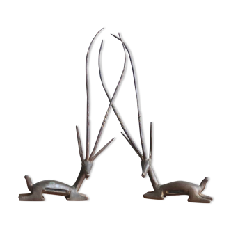 Pair of brass gazelles, 50s