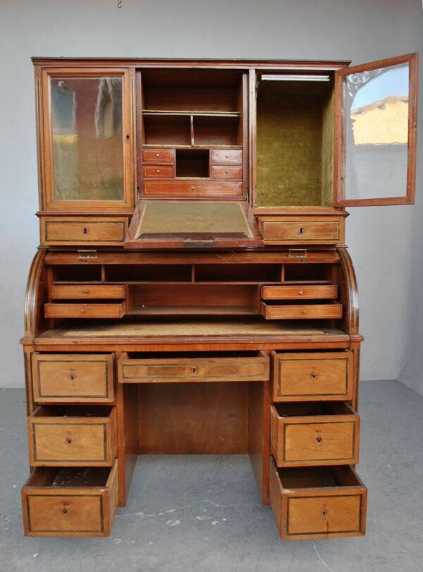 Bureau à cylindre d'époque Louis XVI directoire époque fin XVIIIème en acajou