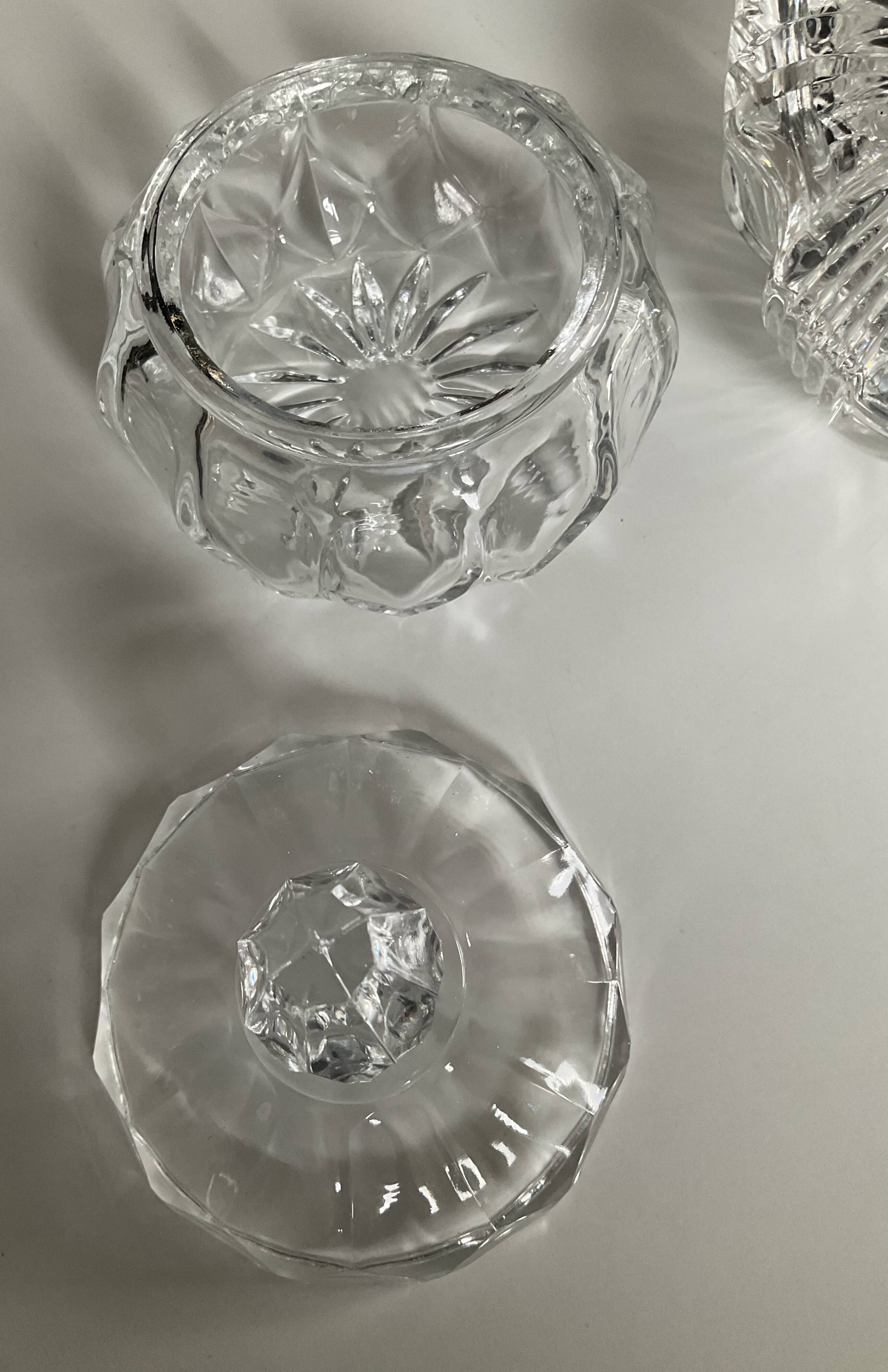 Duo of vintage crystal and glass sweet jars