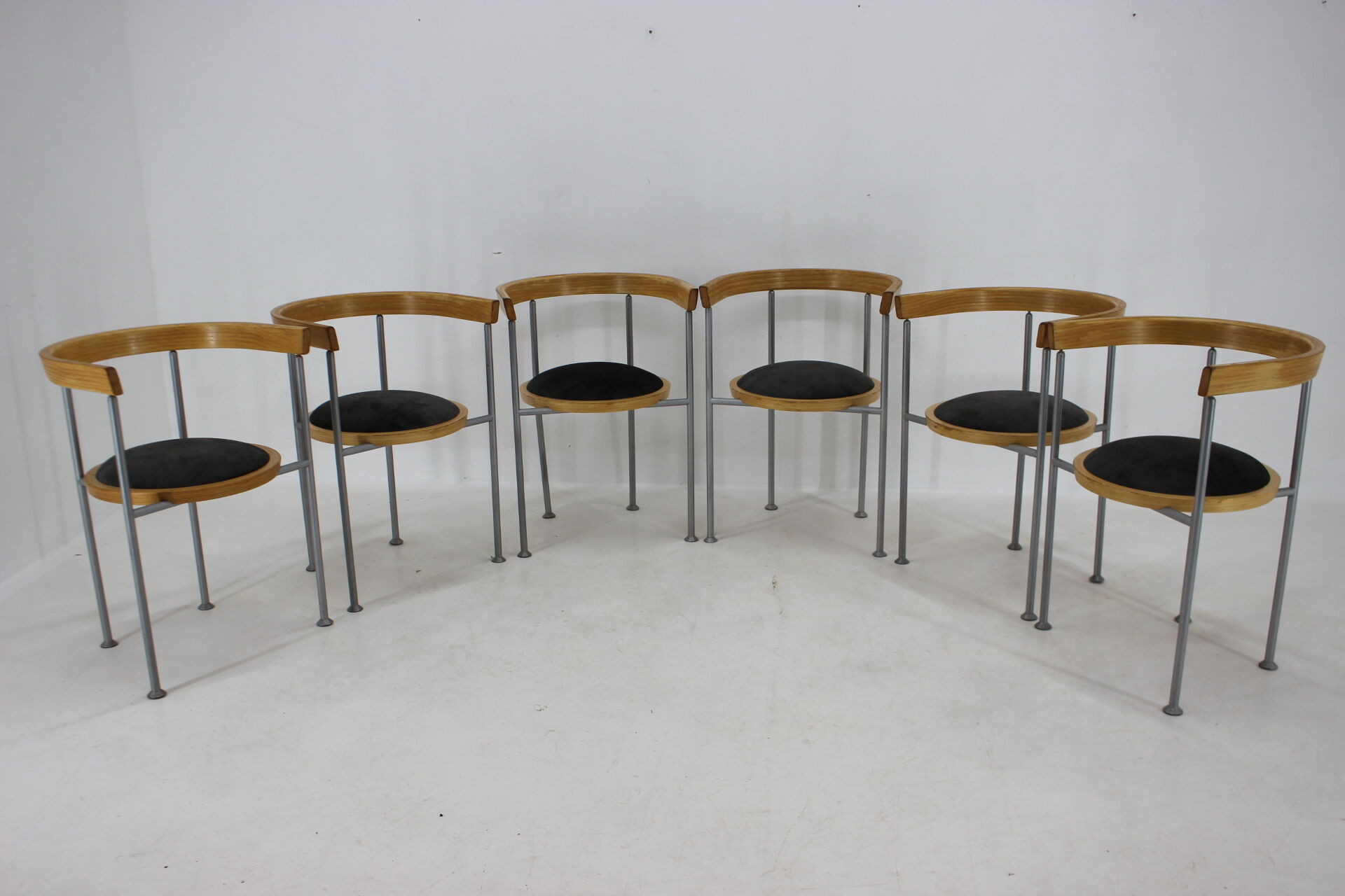 Set of 6 dining chairs by Börge Lindau for Bla Station Sweden 1990s
