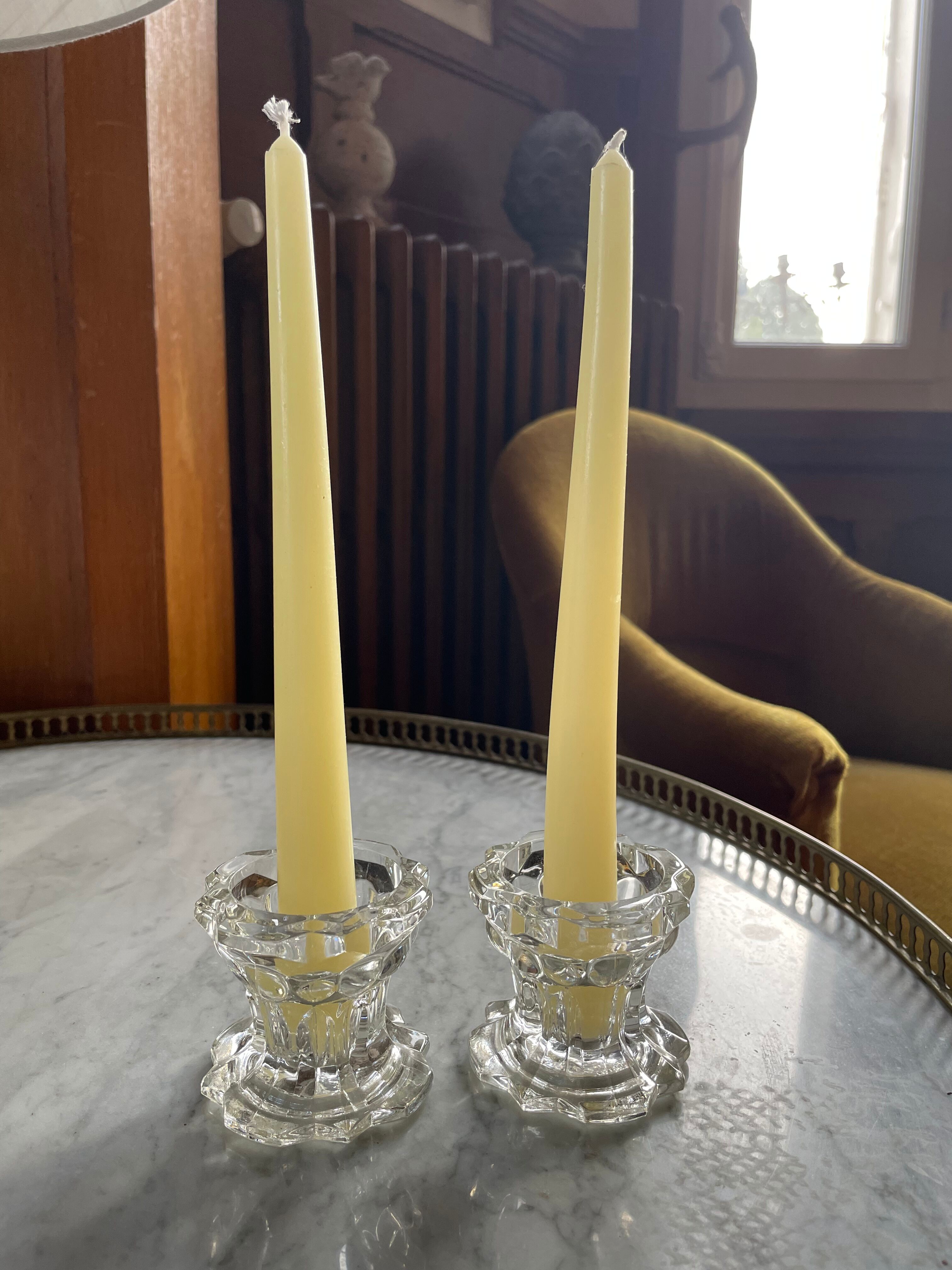Glass candlesticks