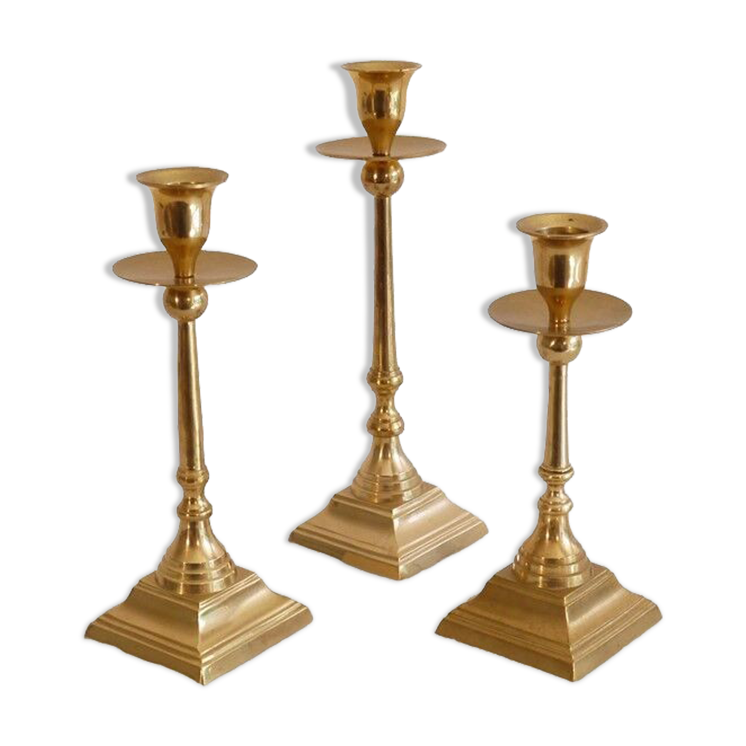 Set of vintage brass candle holders 1960