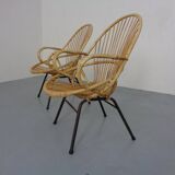 Set of Dutch Mid-Century Bamboo Chairs by Rohé Noordwolde, 1950s