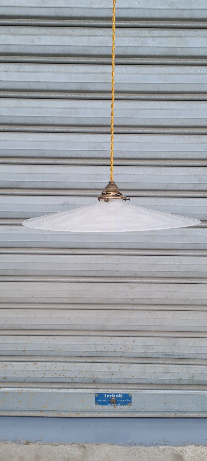 Large white opaline pendant light