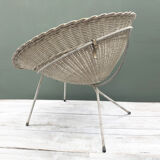 Pair of vintage white rattan armchairs