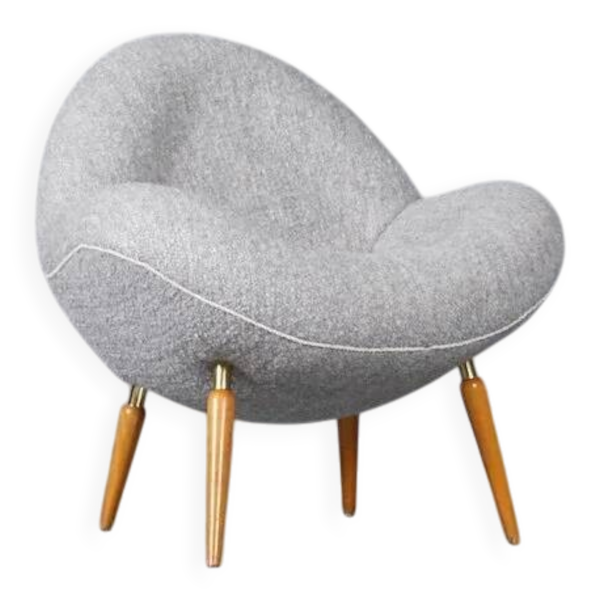 Fauteuil lounge en bouclette de Fritz Neth pour Correcta