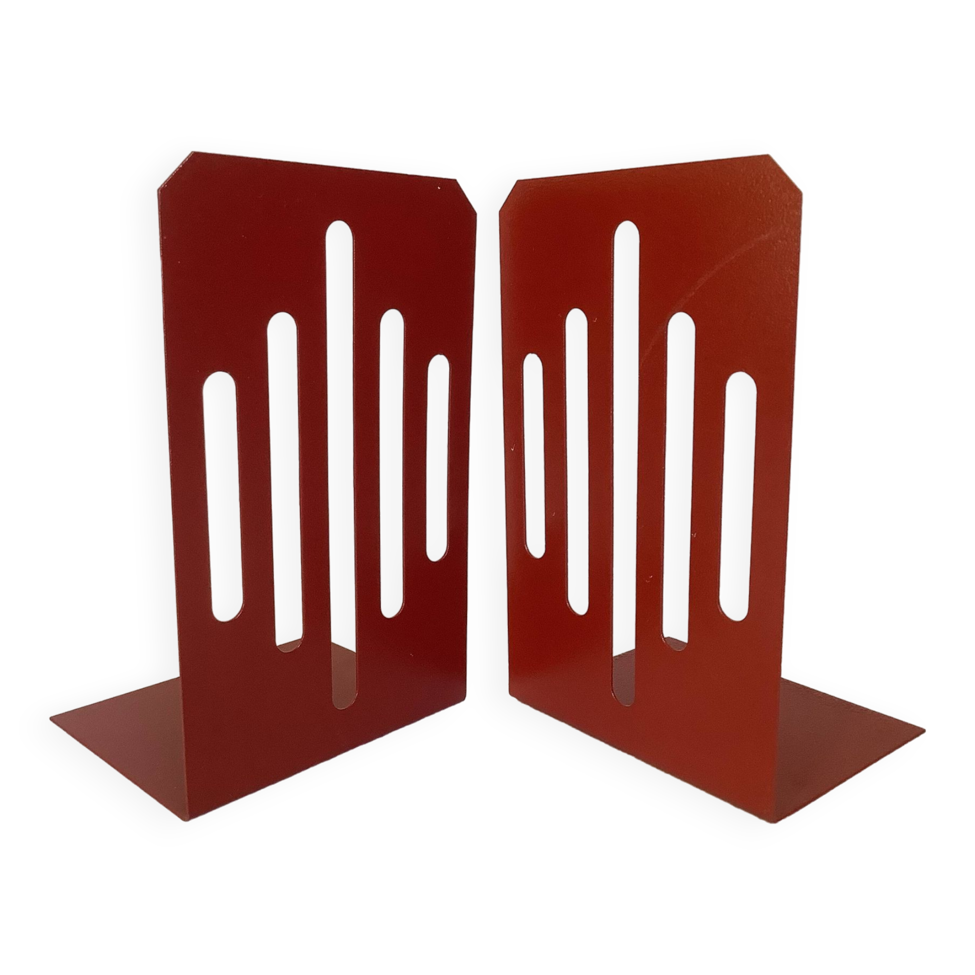 Pair of garnet metal bookends