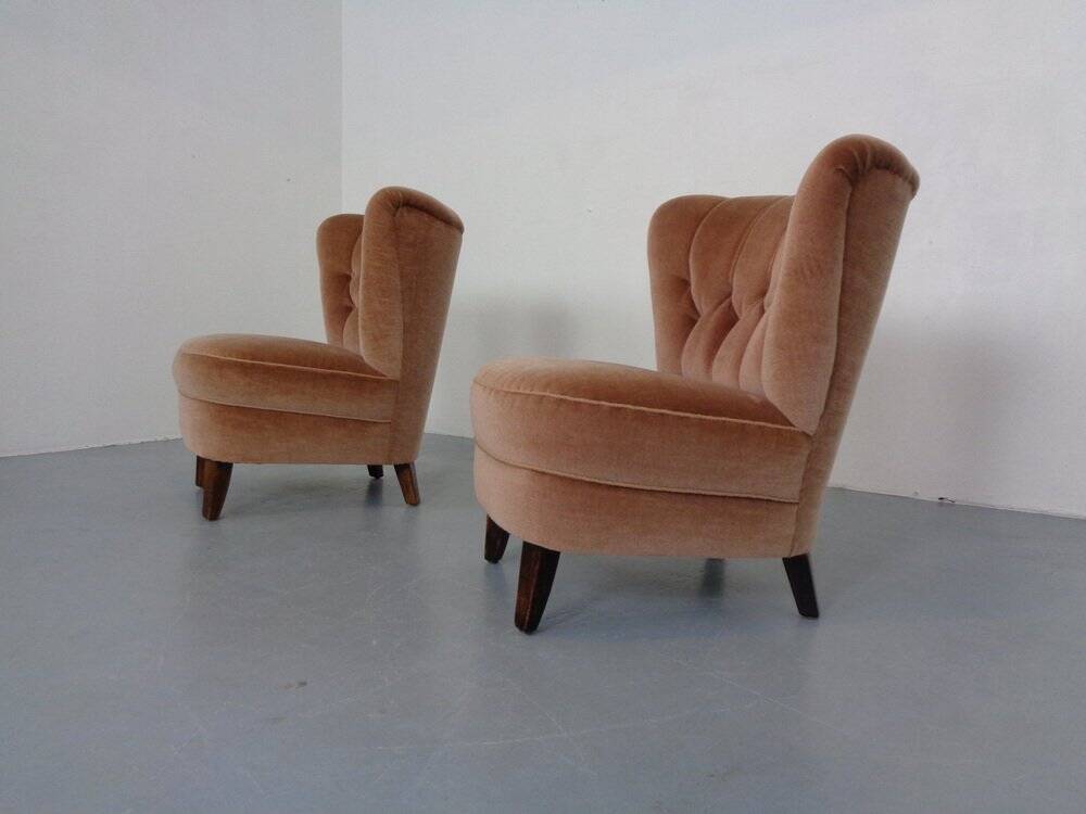 Mohair Club Chairs by Adolf Wrenger, Germany, 1950s, Set of 2