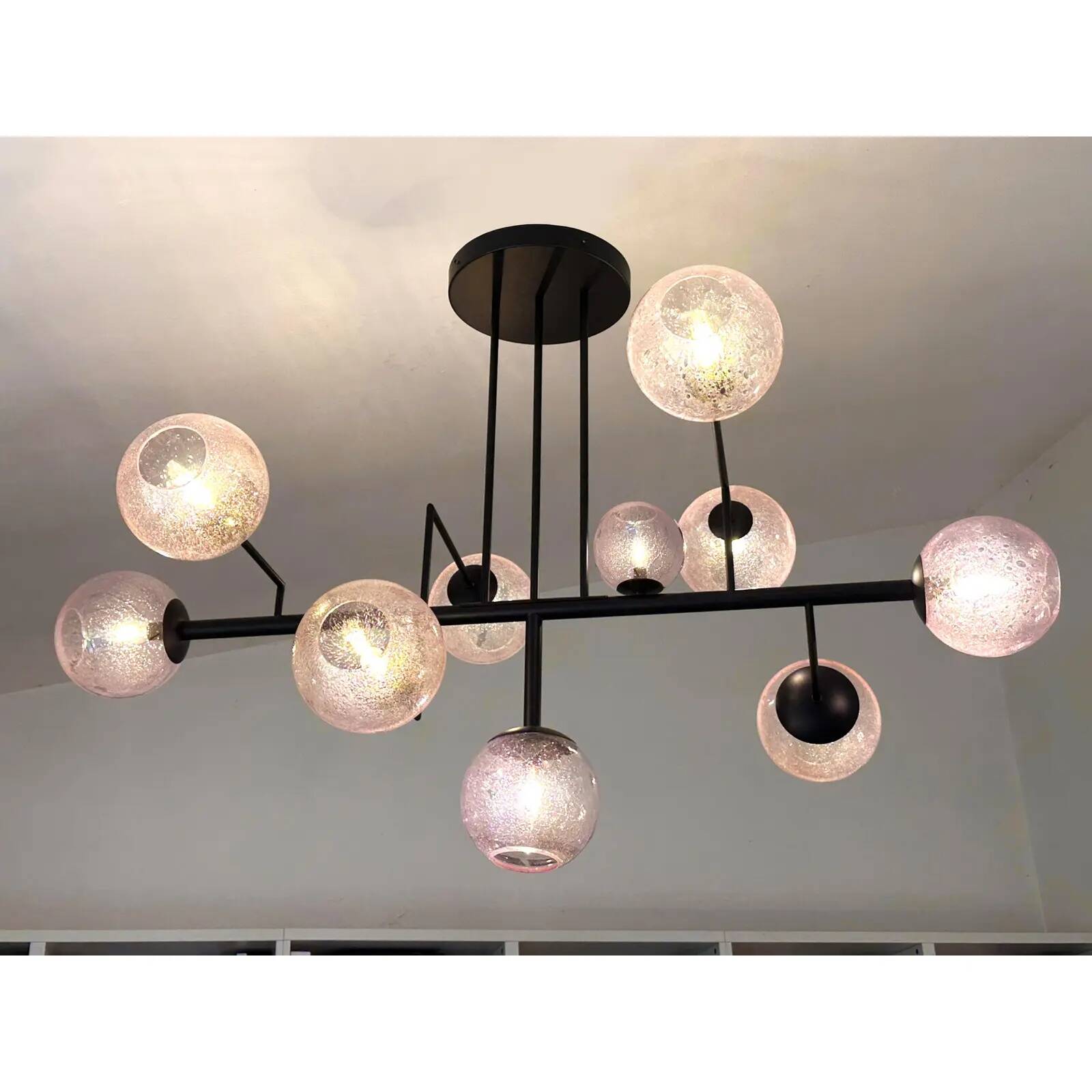Contemporary Pink "Pulegoso" Spheres Murano Glass Sputnik Chandelier by Sim