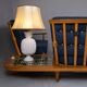 Large corner fan-shaped bench in oak, Guillerme and Chambron, 1970s