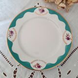 7 mismatched antique dessert plates accompanied by a pie dish