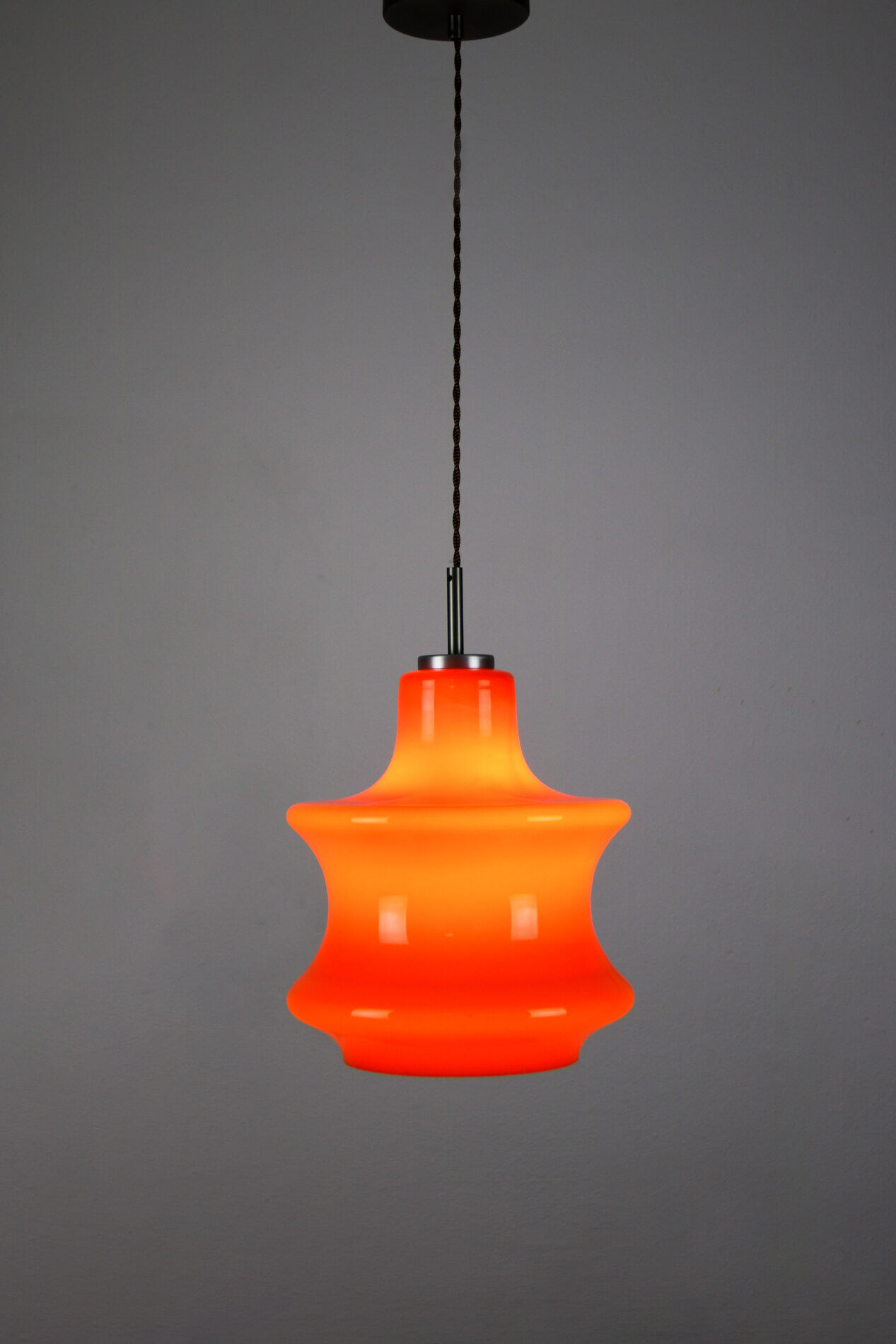 Mid-century orange glass pendant lamp