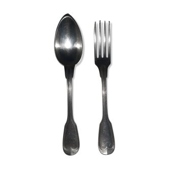 Antique silver monogram cutlery 'au filet' Christofle