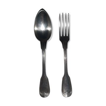 Antique silver monogram cutlery 'au filet' Christofle