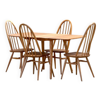 Table pliante Ercol et quatre chaises Quaker par Lucian Ercolani, années 1960