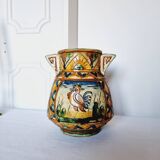 Antique majolica water pitcher made in Italy and hand painted.
