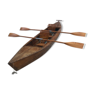 Old flat-bottomed mahogany canoe "Lake Enghien" 1930s/40s