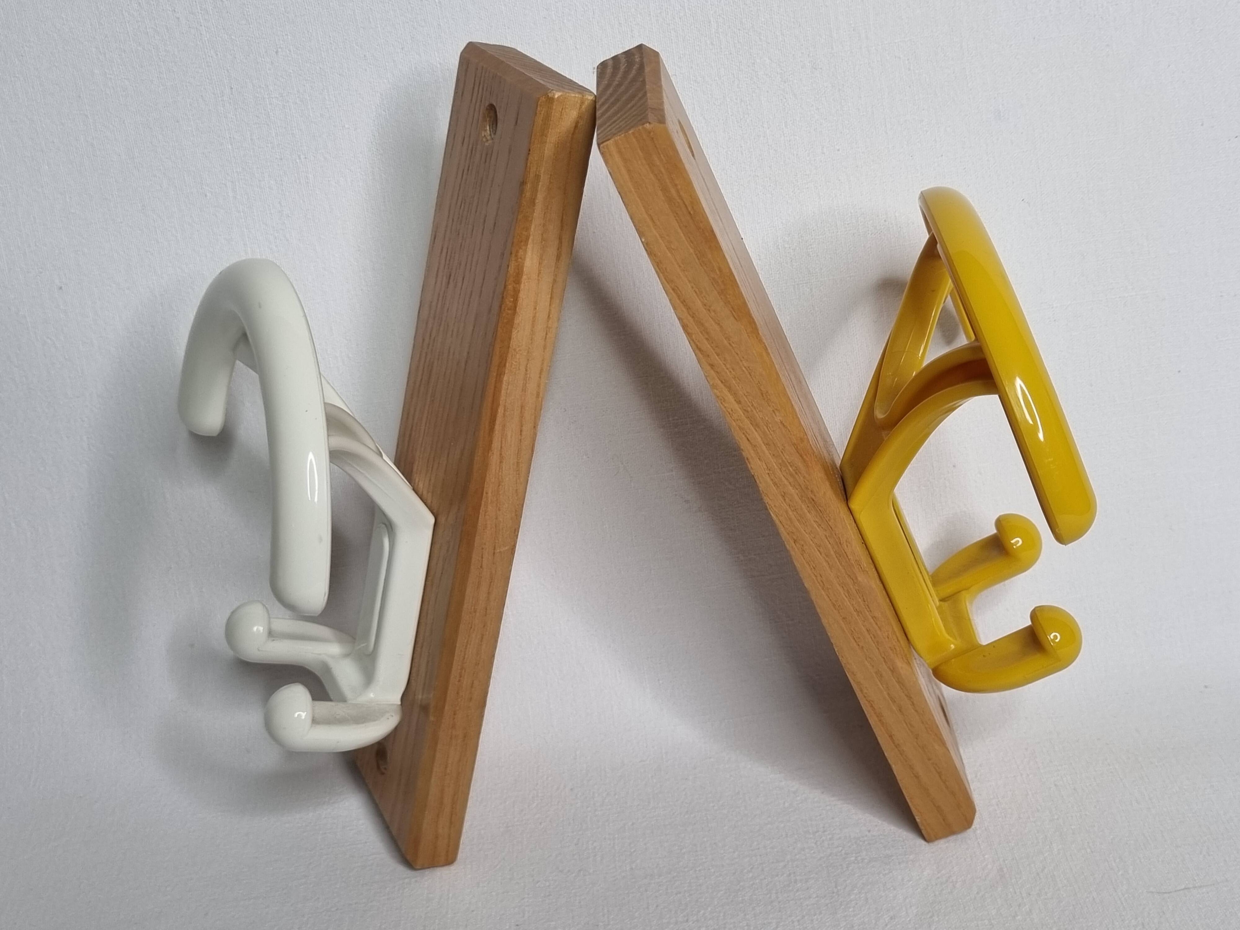 Pair of vintage "Ghidini Italy" coat hooks, two hooks, 20 cm