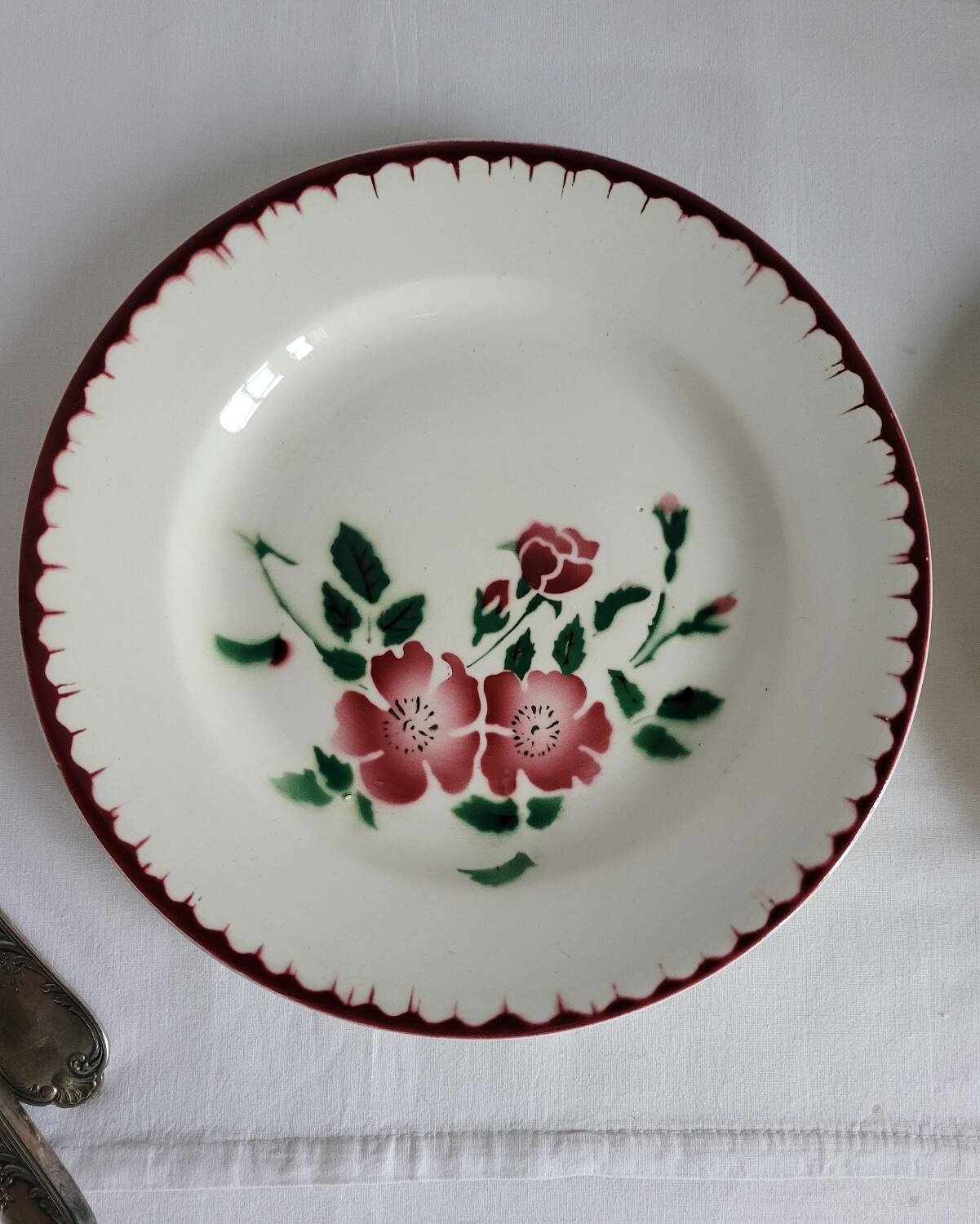 4 assiettes à dessert Sarreguemines épernay faïence vintage