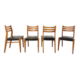 Suite of 4 scandinavian wooden chairs and skai from the 50/60s