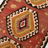 Red Oriental Pattern Kilim Runner Rug, 81x261Cm