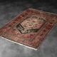 Vintage Hamadan Kamse oriental rug, handwoven in the Middle East, 1960s.