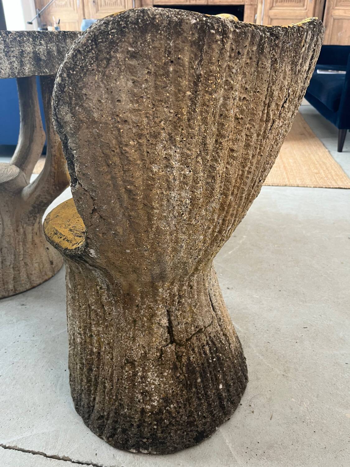 Garden furniture in concrete imitation faux wood