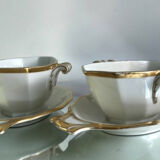 "Schlaggenwald" Czechoslovakia Art Deco gold trim on white set of 2 saucers