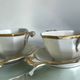 "Schlaggenwald" Czechoslovakia Art Deco gold trim on white set of 2 saucers