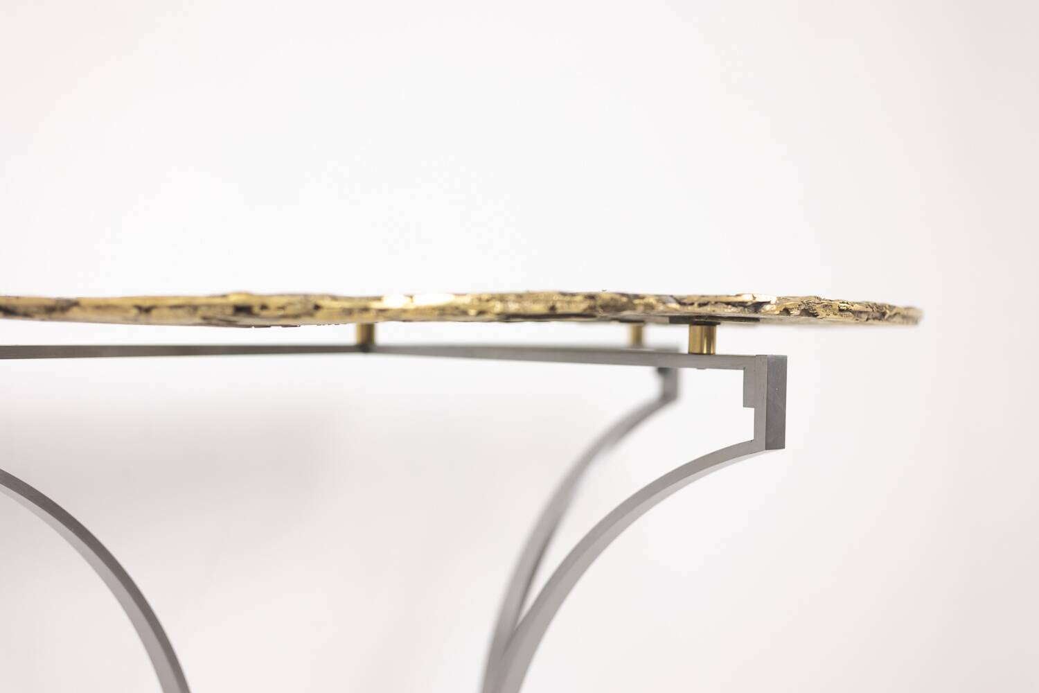 Pair of metal and bronze cast consoles. Contemporary.