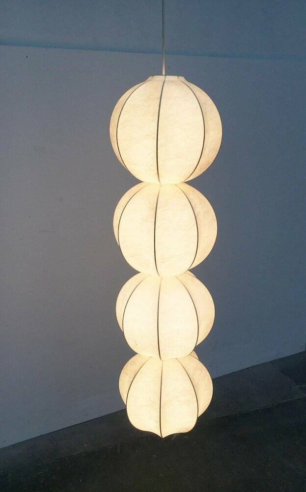 German cocoon pendant lamp from the mid-century by Friedel Wauer for Goldkant Leuchten, 1960s.