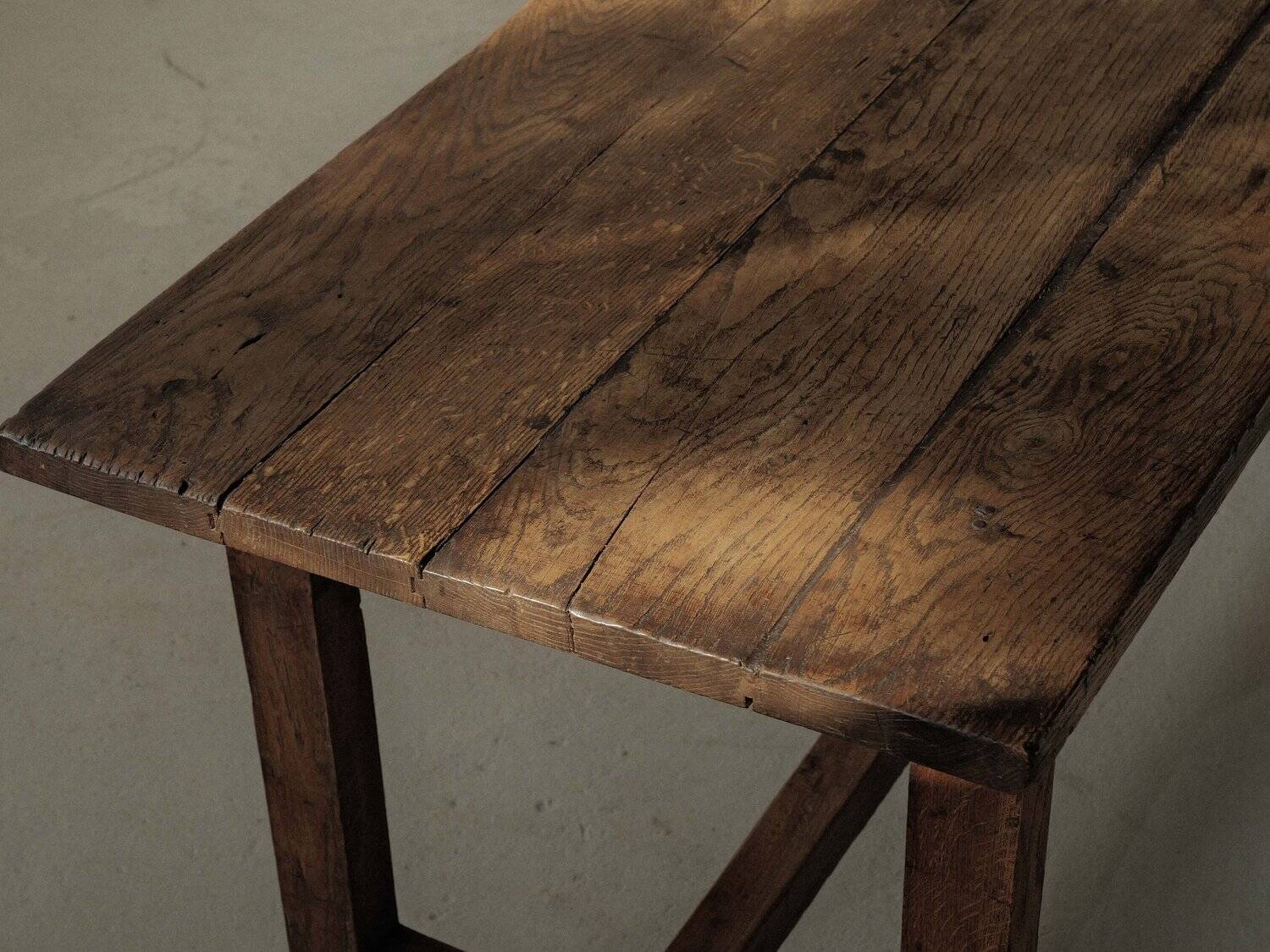 Handcrafted solid oak farmhouse table – France, 1950s