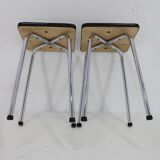 1970s Pair of Stools with Leatherette Upholstery ,Czechoslovakia