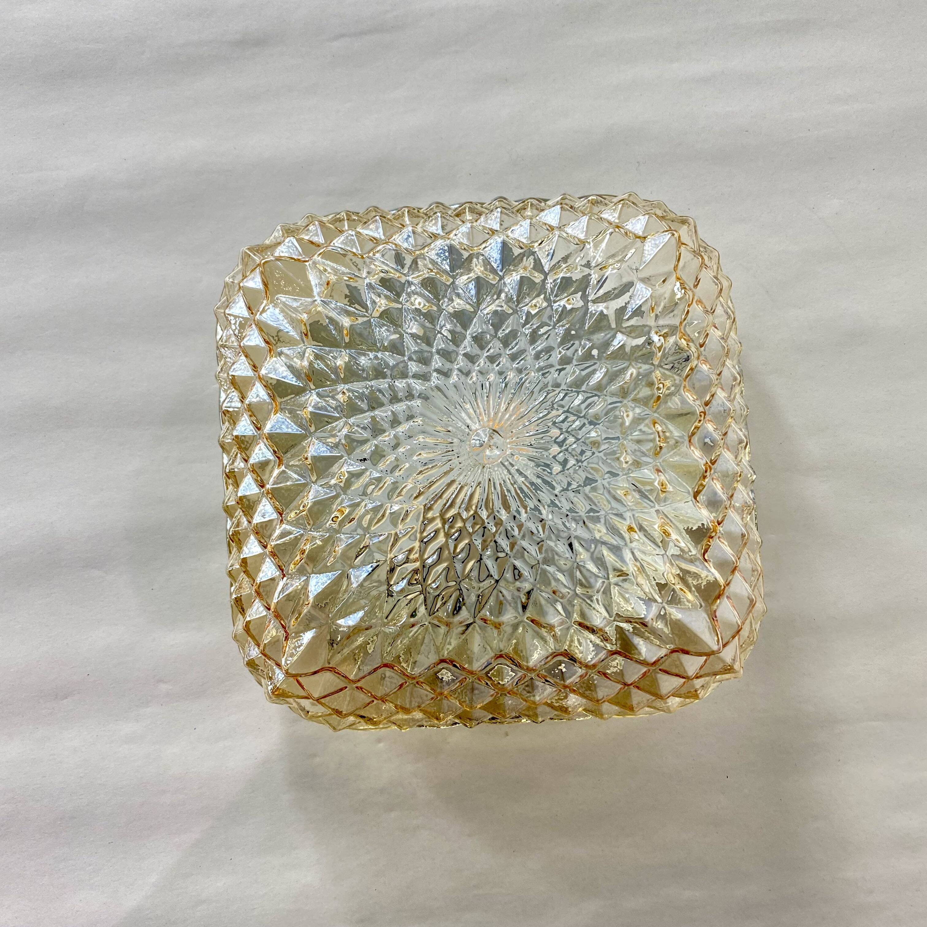 Wall light ceiling light amber glass gold 1970 1980 LAMP-7327
